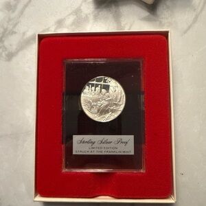 Franklin Mint Sterling Silver Proof Coin with Red Display